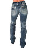 Back view of the jeans on a model.