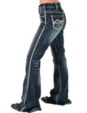 Side view of the jeans on a model.