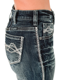 Side view of the jeans on a model.