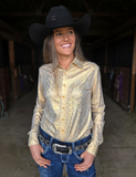 Cowgirl Tuff Golden Viper Pullover Button Up with Holographic Foil