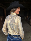 Cowgirl Tuff Golden Viper Pullover Button Up with Holographic Foil