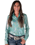 Front view of a model wearing the  Glacial Grit Pullover in a white back drop.