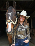Cowgirl Tuff Spurfire Pullover Button Up with Copper Metallic Foil