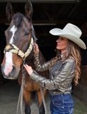 Cowgirl Tuff Spurfire Pullover Button Up with Copper Metallic Foil