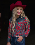 Cowgirl Tuff Ranch Ready Pullover Button Up with Grey Suede