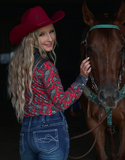 Cowgirl Tuff Ranch Ready Pullover Button Up with Grey Suede