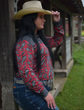 Cowgirl Tuff Ranch Ready Pullover Button Up with Grey Suede