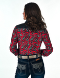 Cowgirl Tuff Ranch Ready Pullover Button Up with Grey Suede