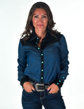 Front view of the Ranch Ready Pullover Button Up on a model.