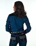 Back view of the Ranch Ready Pullover Button Up on a model.