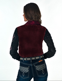 Back view of a model wearing the  Never Give Up Pullover Button Up in a white back drop.