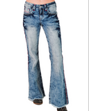 Front view stock photo of the Cowgirl Tuff Blazn' Red Trouser Jeans.