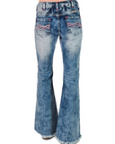 Back view stock photo of the Cowgirl Tuff Blazn' Red Trouser Jeans.