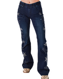 Stock photo of the Cowgirl Tuff Pull-On Star Trouser from the front.