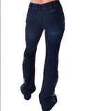 Stock photo of  the Cowgirl Tuff Pull-On Star Trouser from the back.