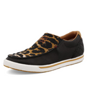 Stock photo of the Kaia Twisted X Slip-On Kicks - Black and Cheetah.