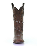 Front view of the Barbed Trailblazer Corral Boots in a white back ground.