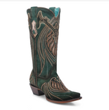 Side view of the Mystic Pine Corral Boots in a white background.
