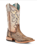 Side view of the Sundance Python Corral Boots in a white background.
