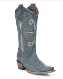 Side view of the Blue Ridge Wrangler Circle G Boots in a wood backdrop.