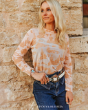 Desert Burnout Mesh Top - Ivory/Beige