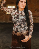 Rodeo Collage Mesh Top