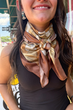 close up of a wild rag on a model