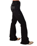 Black jeans worn by a person on a white background