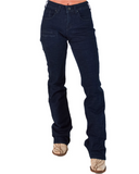 Dark blue jeans on a white background