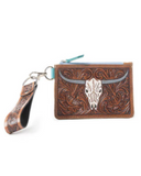 The Pride of Prickly Pears Card Holder in Dark Brown in a white back ground.