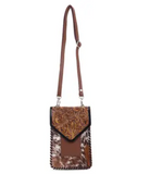 The Vesper Hair on Hide Phone Crossbody Bag in a white back ground.