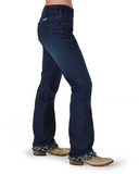 Model wearing Dark Denim jeans