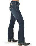 Model wearing Denim Flannel jeans 