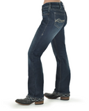 Model wearing Denim Flannel jeans 