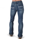 Model wearing Cowgirl Tuff Denim Flannel Jeansll 
