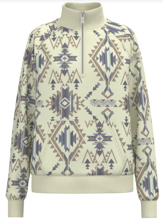 Mesa Quarter Zip Pullover in Cream and Navy by Hooey