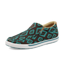 Stock photo of the Desert Prism Twisted X Slip-On Kicks - Brown and Turquoise.