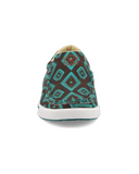 Stock photo of the Desert Prism Twisted X Slip-On Kicks - Brown and Turquoise.