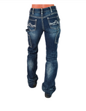 Blue jeans on a white background