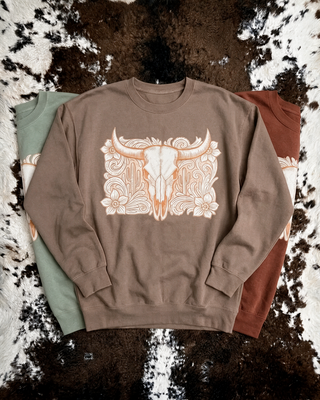 Tooled Desert Western Pullover