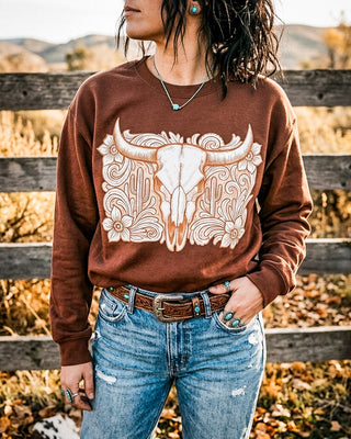 Tooled Desert Western Pullover