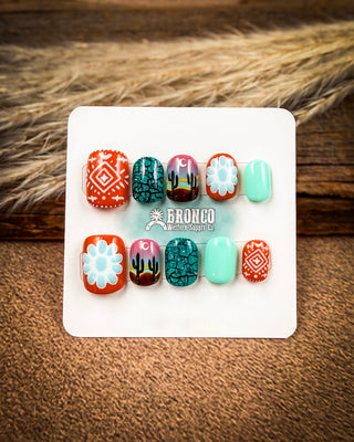 Short Squoval Western Press-On Nails