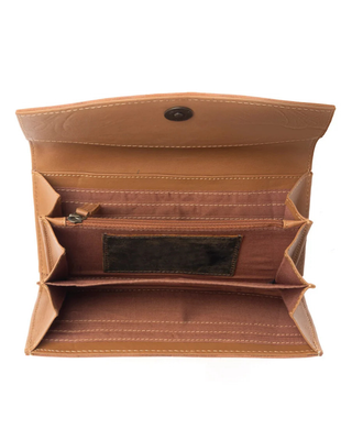 Brown Garden Tooled Leather Wallet by Myra Bag