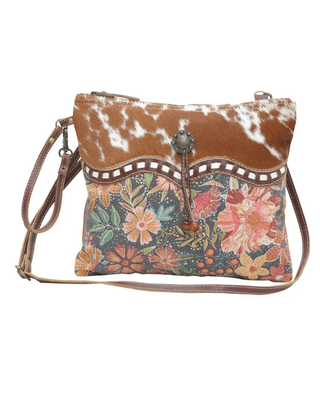 Dusa Floral Hair-On Crossbody Bag by Myra Bag