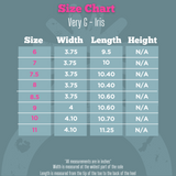 Iris Tooled Slip on Mule size chart.