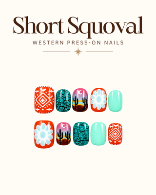 Short Squoval Western Press-On Nails