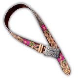 "Senorita" Brown/Fuchsia/Green Filigree Hooey Belt