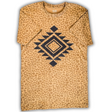 Vegas Aztec Graphic Tee - Brown Leopard