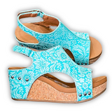 Isabella Tooled Wedges in Turquoise by Very G