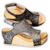 Isabella Tooled Wedges in Chocolate by Very G